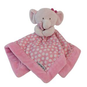 Carters Pink Elephant Lovey Baby Security Blanket Bow Polka Dots